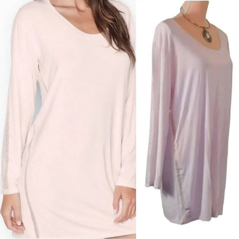 Victoria's Secret‎ 2019 Pink Modal Lace Long Sleeve Nightshirt Medium